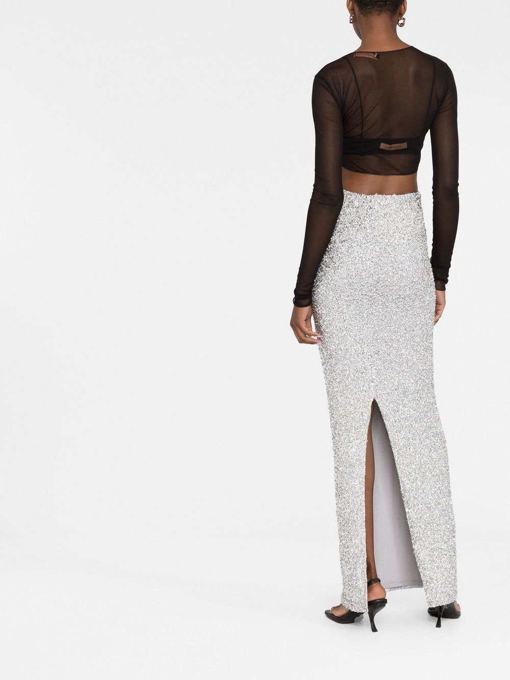 crystal-embellished maxi skirt - 4