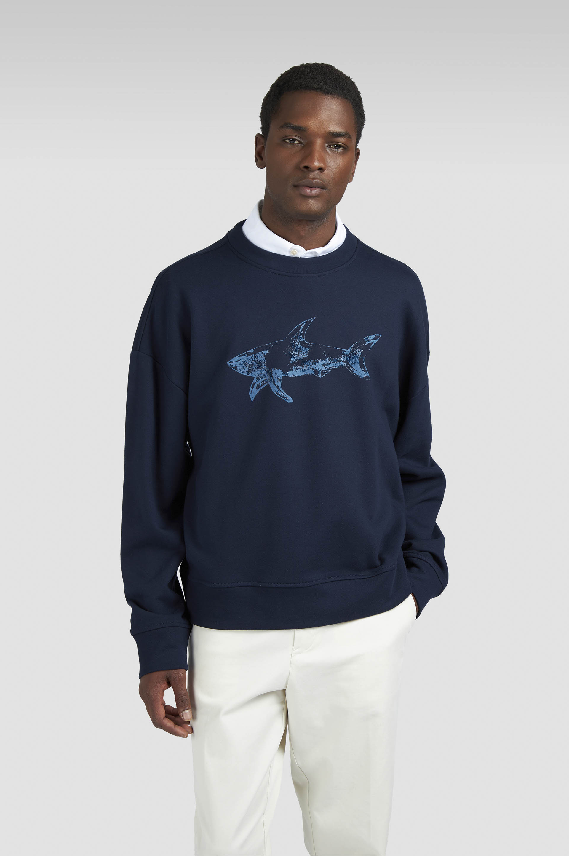 COTTON FLEECE SWEATSHIRT WITH SHARK PRINT - 6