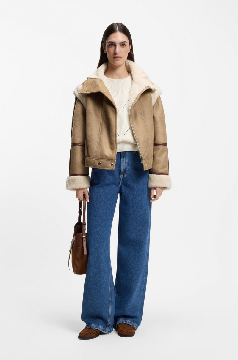 BOSS DETACHABLE-SLEEVE JACKET IN FAUX SHEARLING outlook
