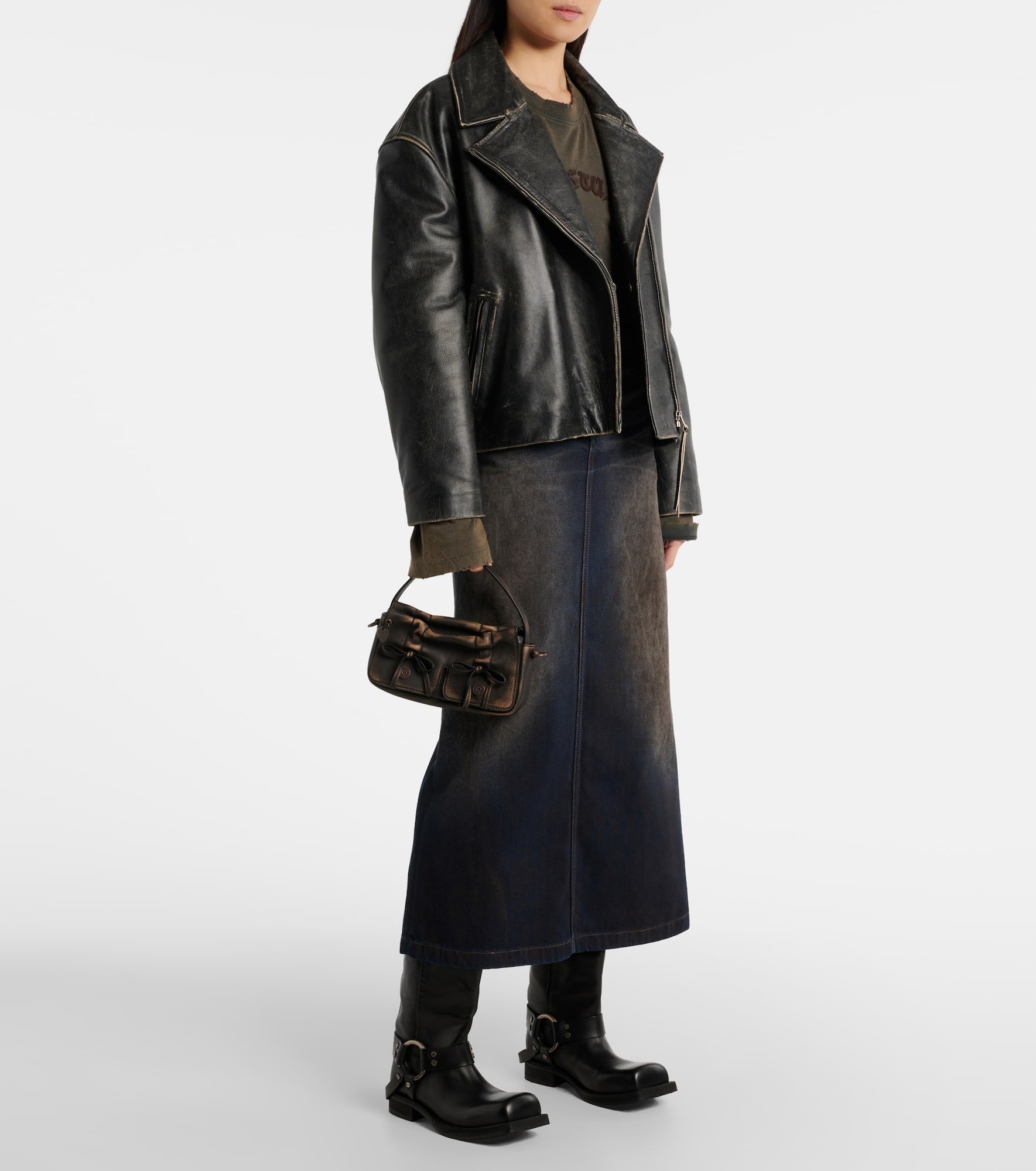 Micro bow-detail leather shoulder bag - 5