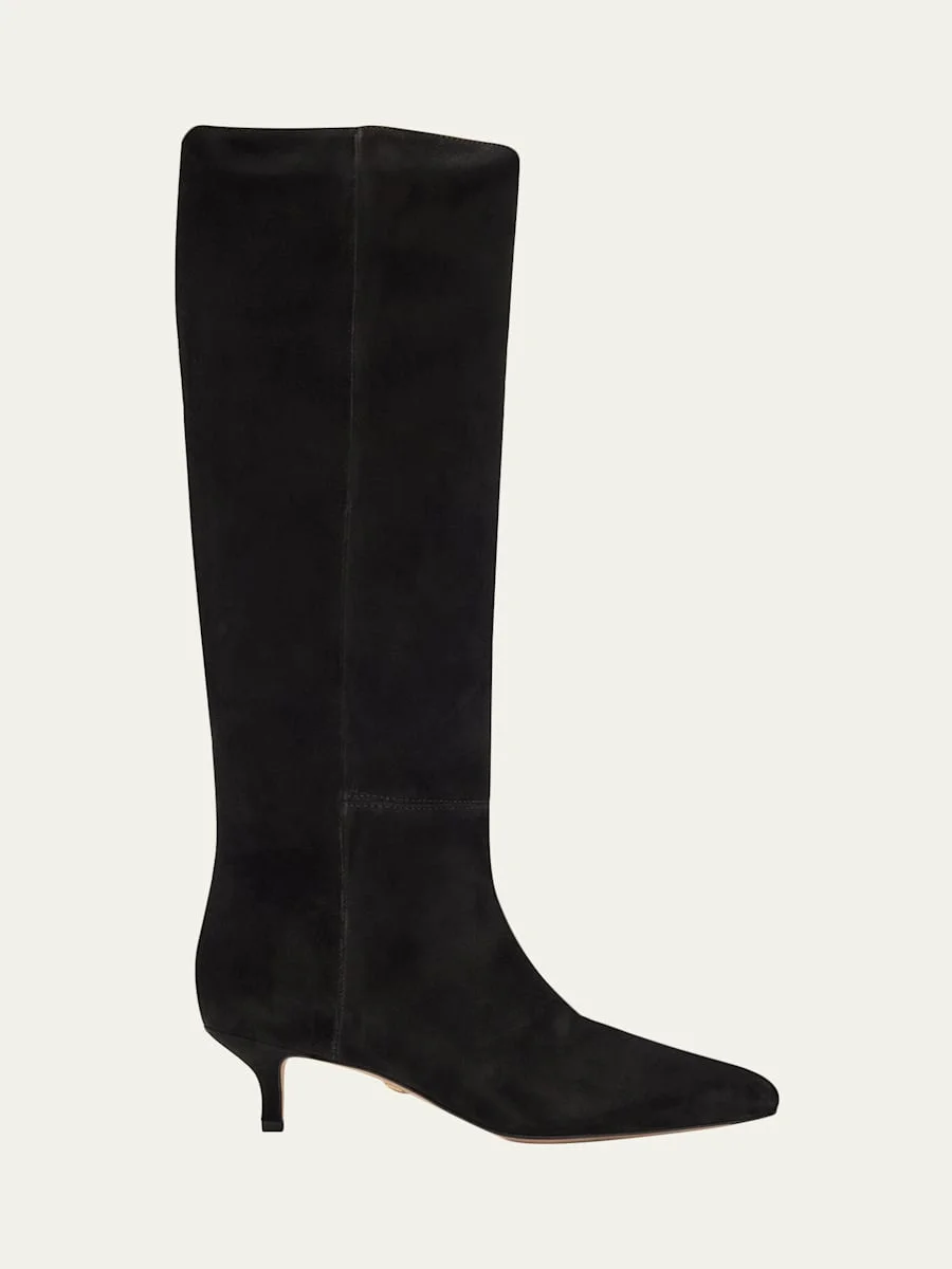 Lisa Suede Kitten-Heel Knee Boots - 1