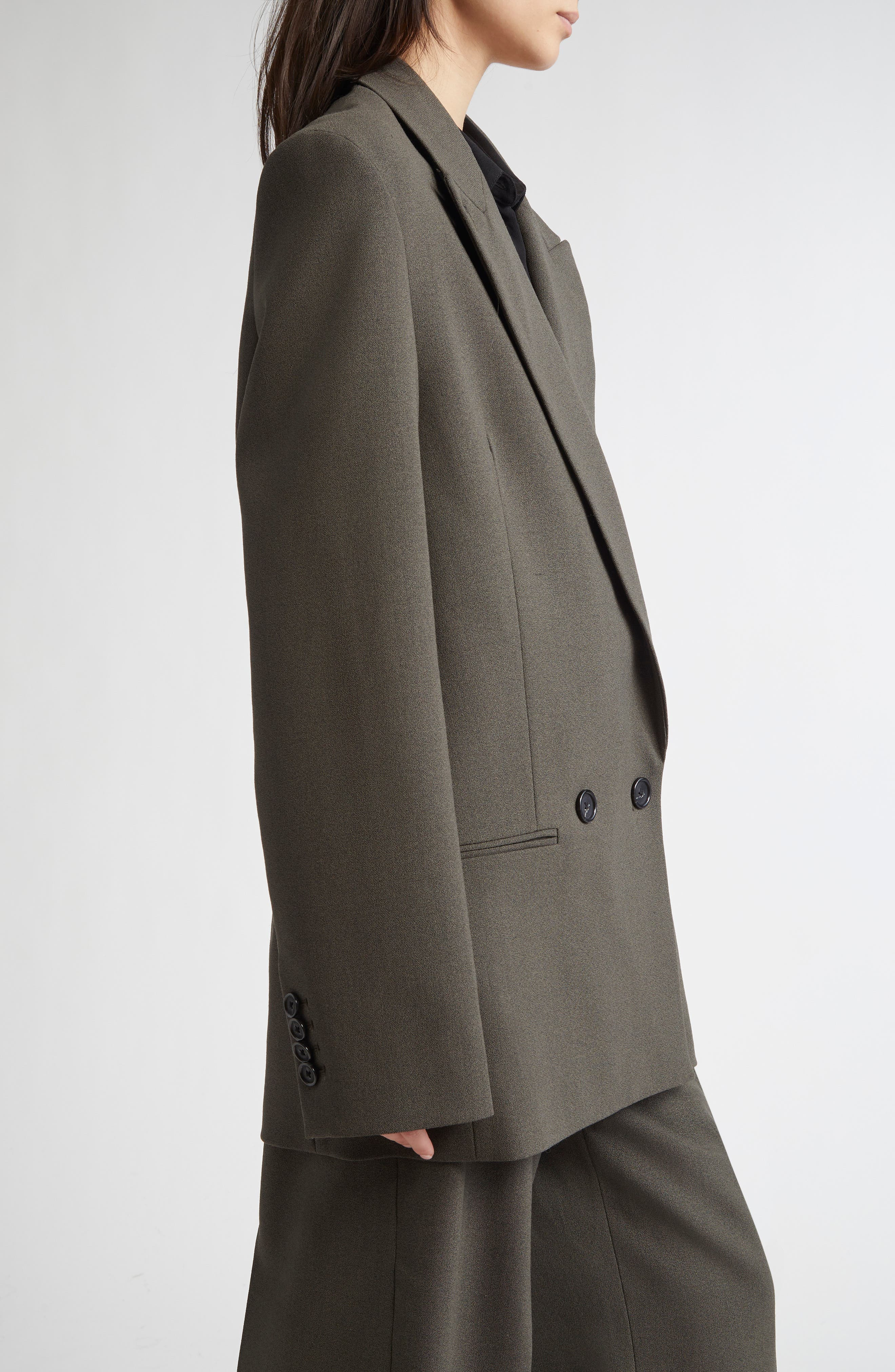 TOTEME Shield Wool Blend Blazer in Forest at Nordstrom - 4