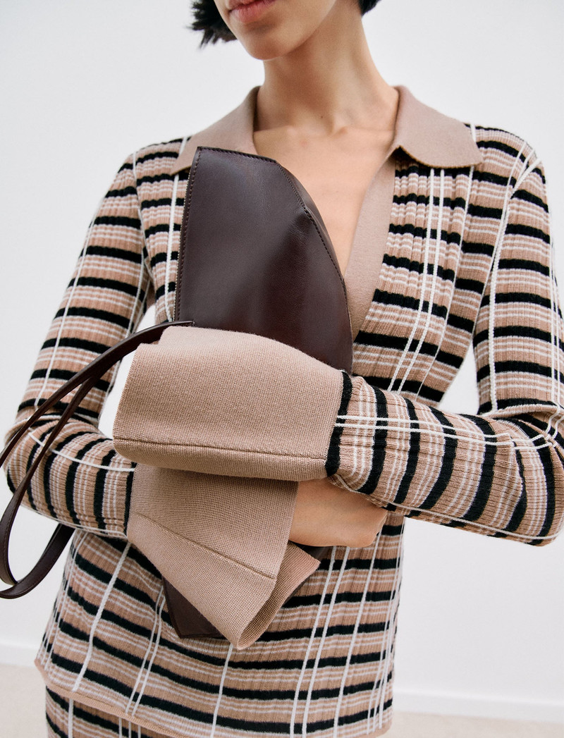 Check Wool & Silk Polo Top 7