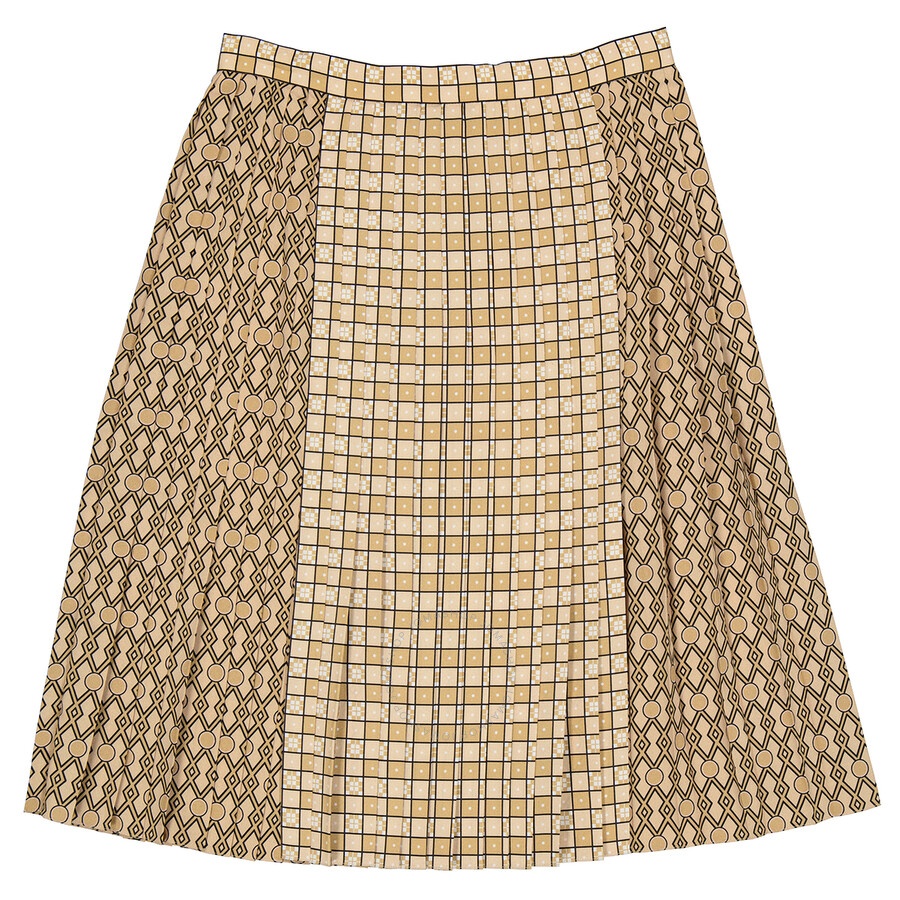Burberry Ladies Contrast Graphic Print Pleated Skirt - 5