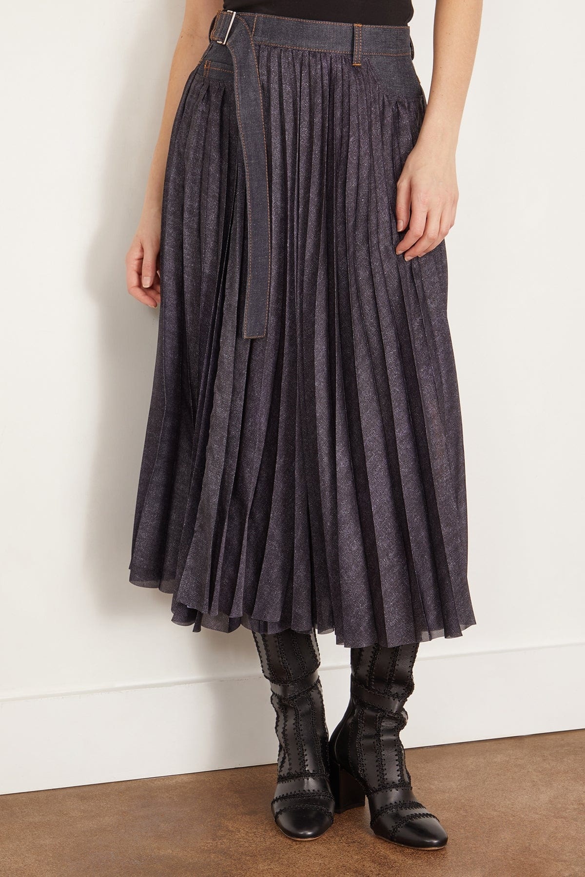 Denim Mix Skirt in Indigo - 3