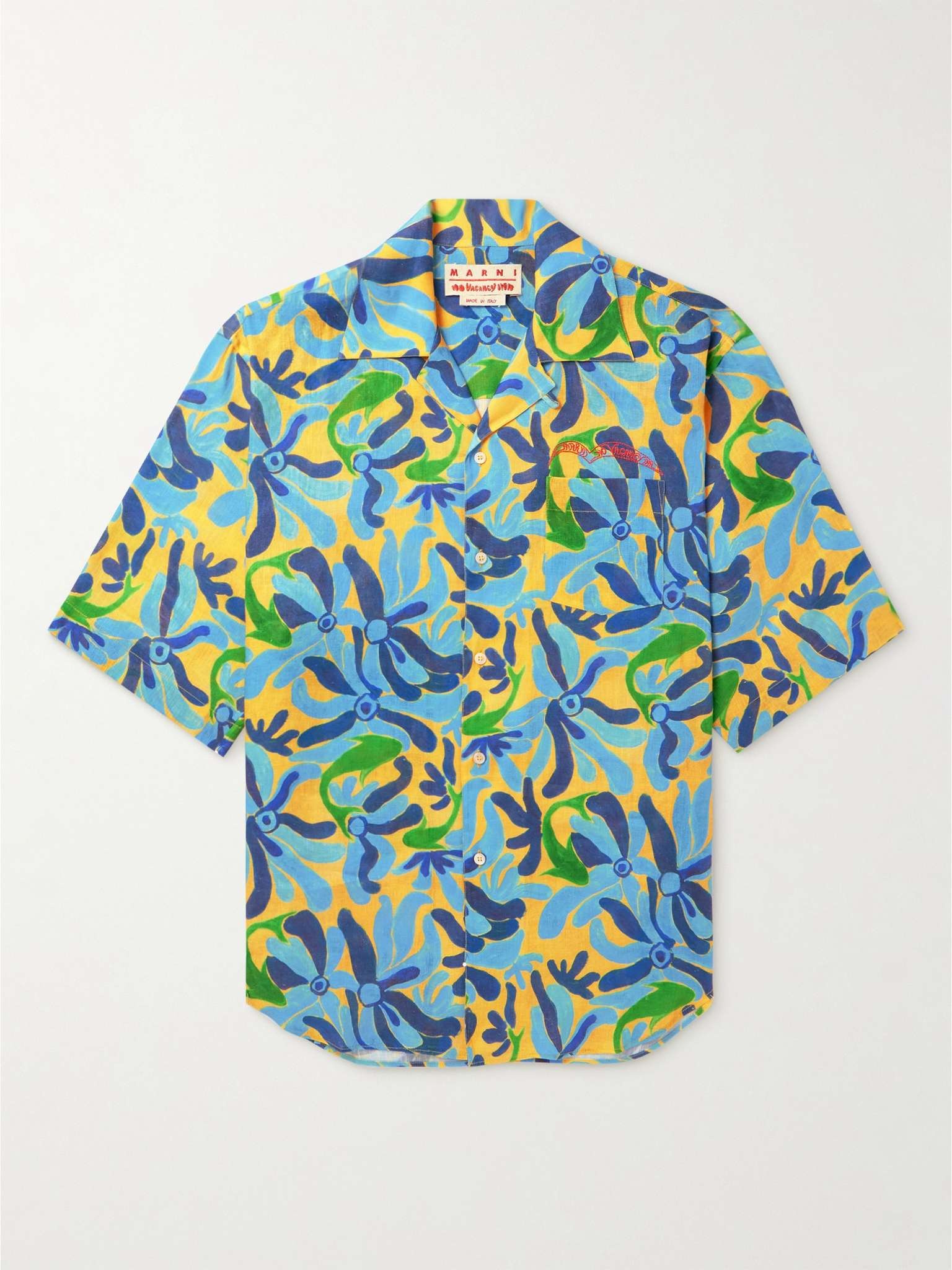 + No Vacancy Inn Convertible-Collar Printed Linen-Blend Shirt - 1