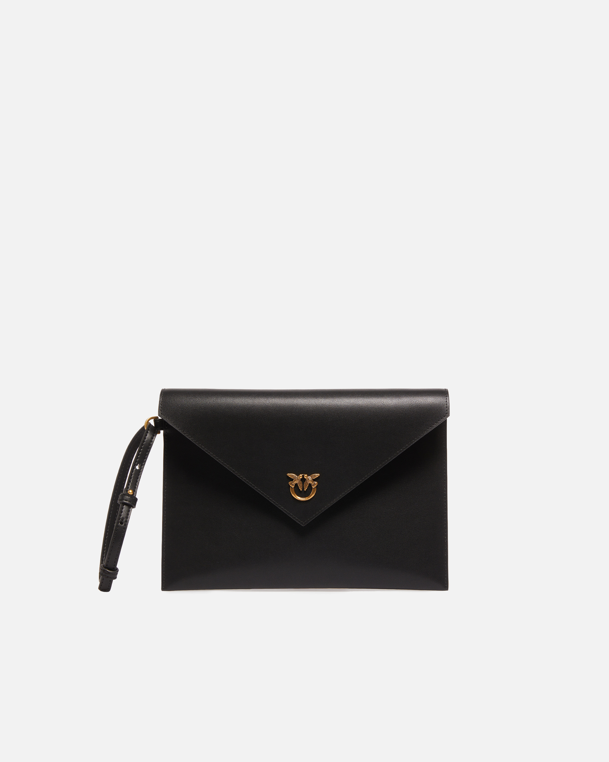 LEATHER CLUTCH WITH LOVE BIRDS LOGO - 1