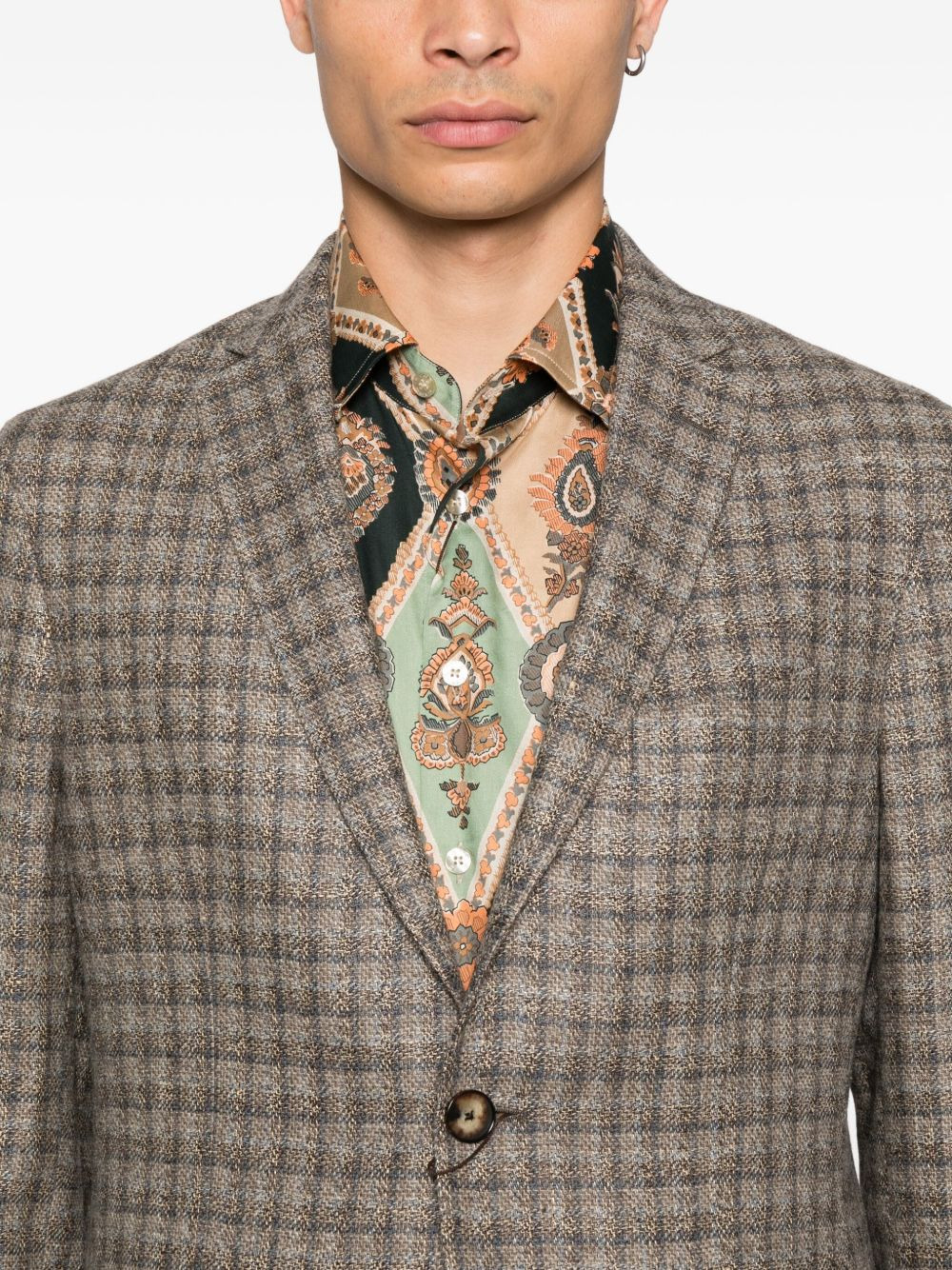 checked paisley-lined blazer - 5