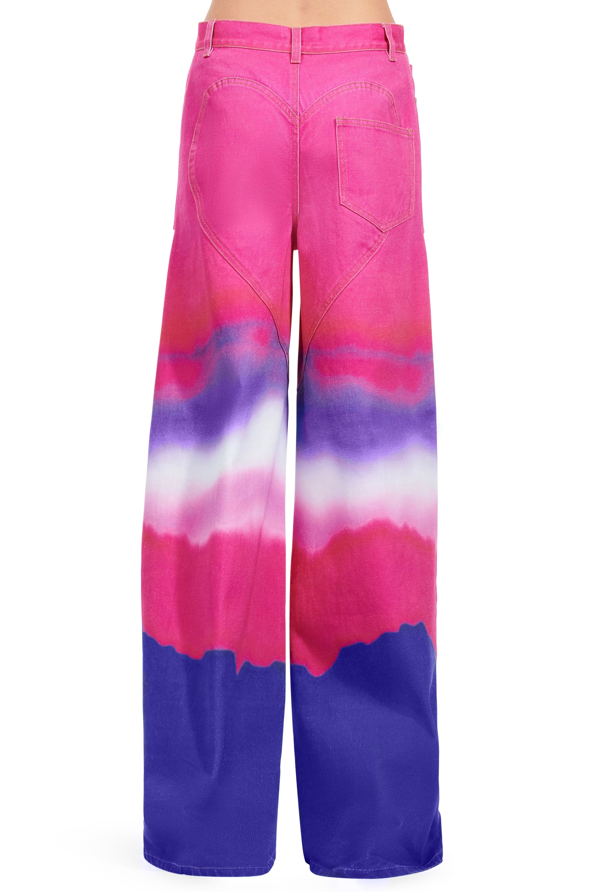 WIDE LEG CRYSTAL SLIT OMBRE JEAN - 3