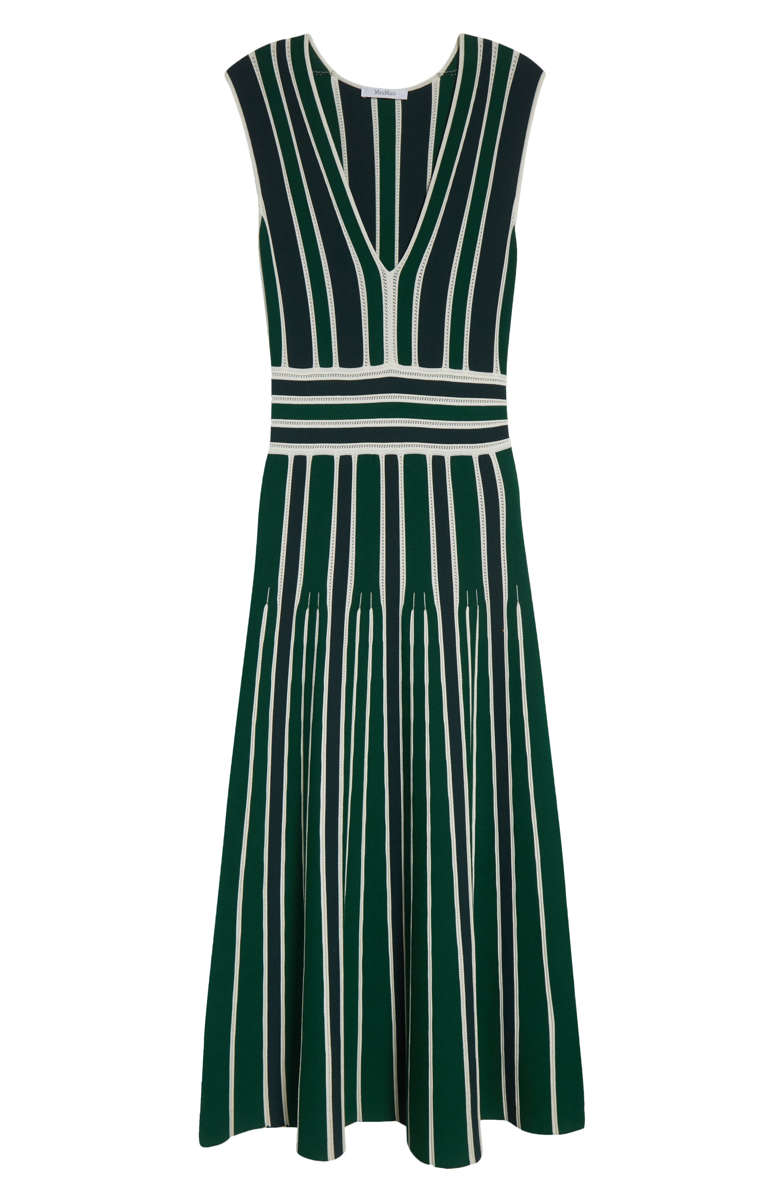 Max Mara Tallone Stripe Sleeveless Maxi Sweater Dress in Green at Nordstrom - 5