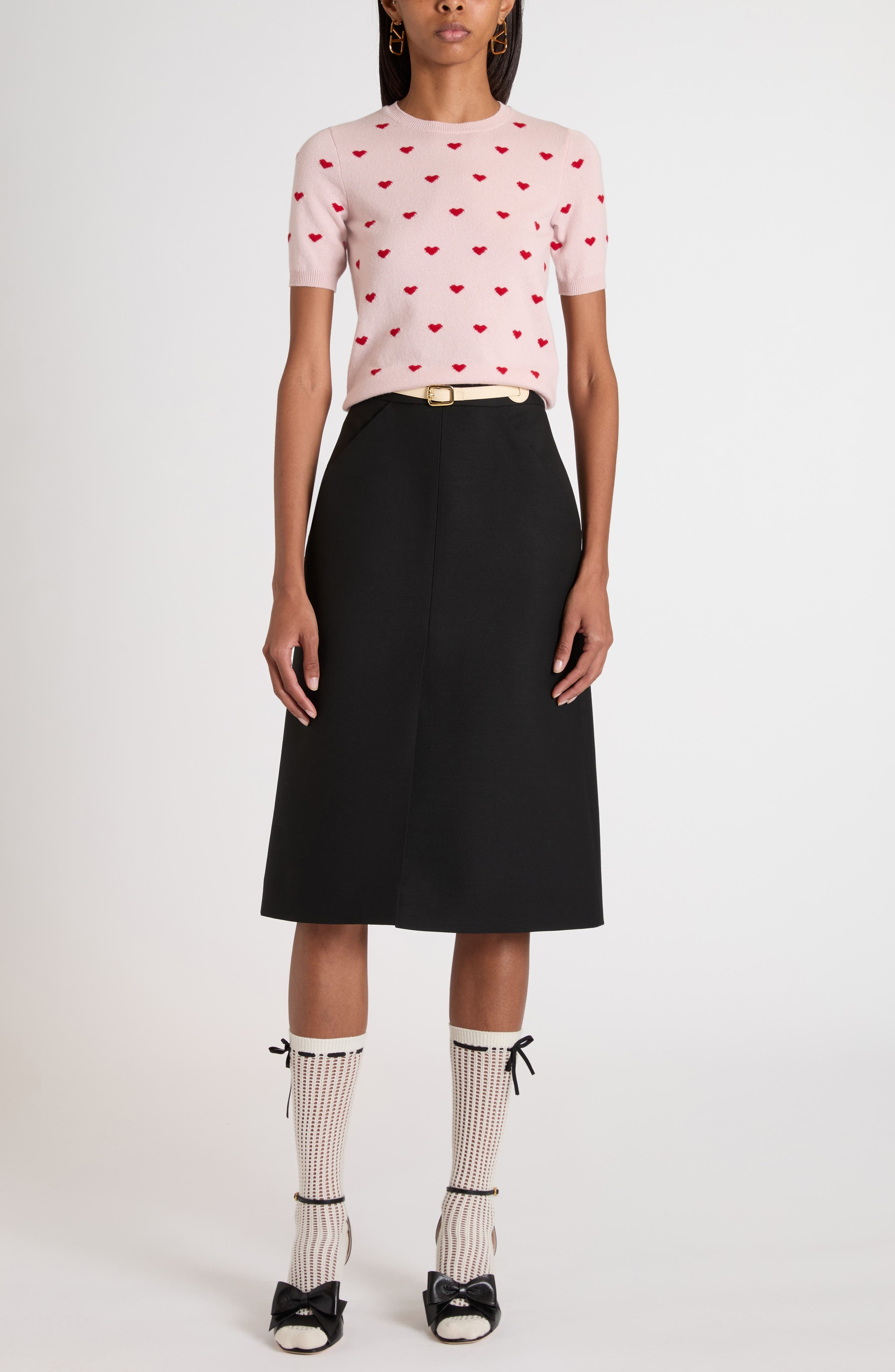 Valentino Garavani Heart Jacquard Cashmere Sweater in Rose B/Silver at Nordstrom - 2