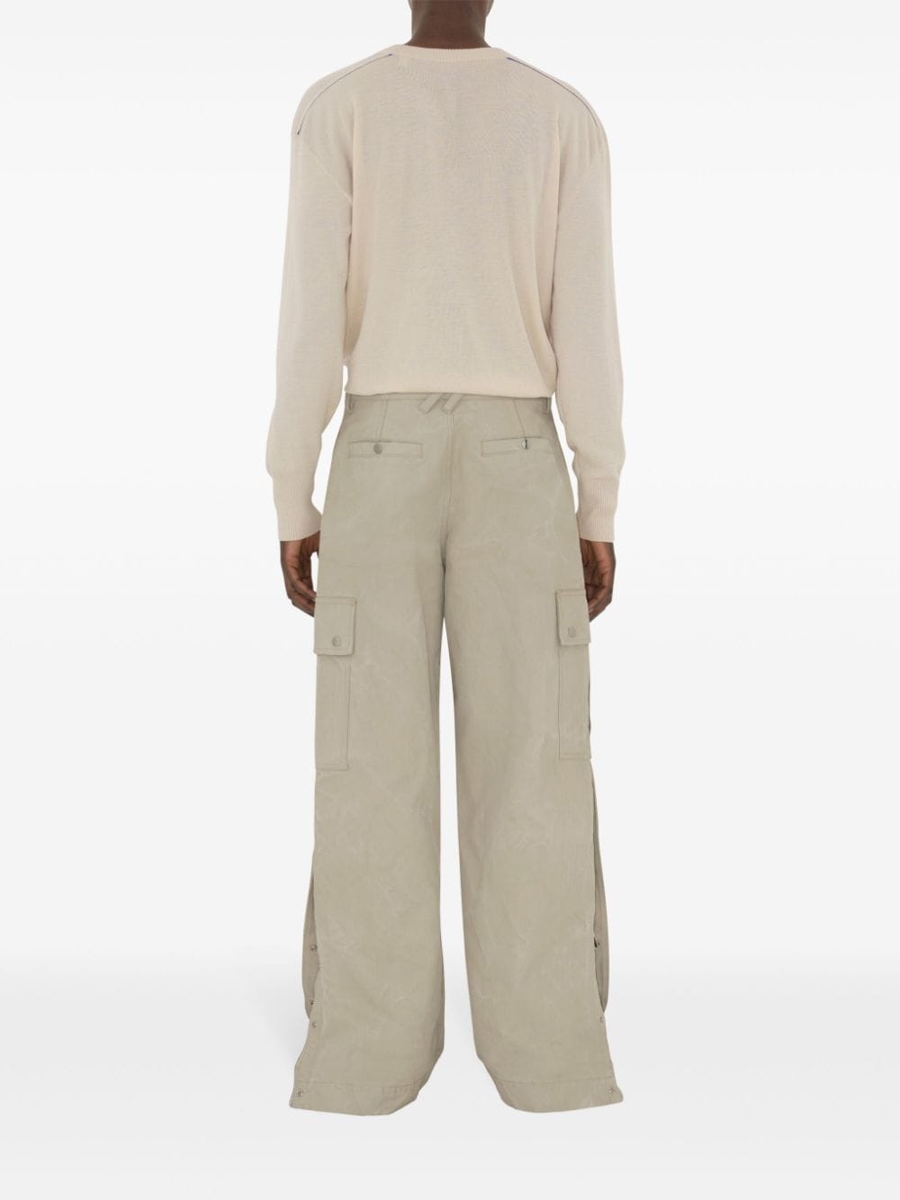 wide-leg cotton cargo trousers - 4