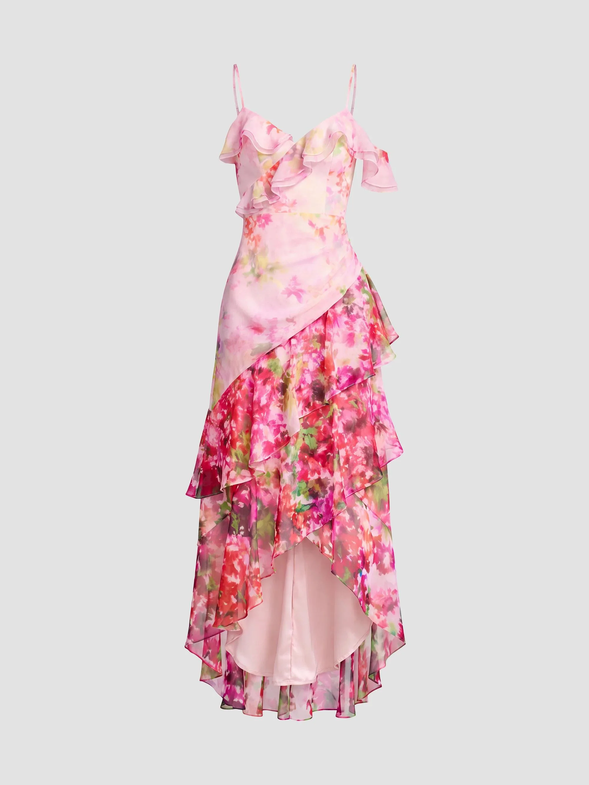 Women's Lumi Ruffled Floral High-Low Dress - Blush Multi - 1