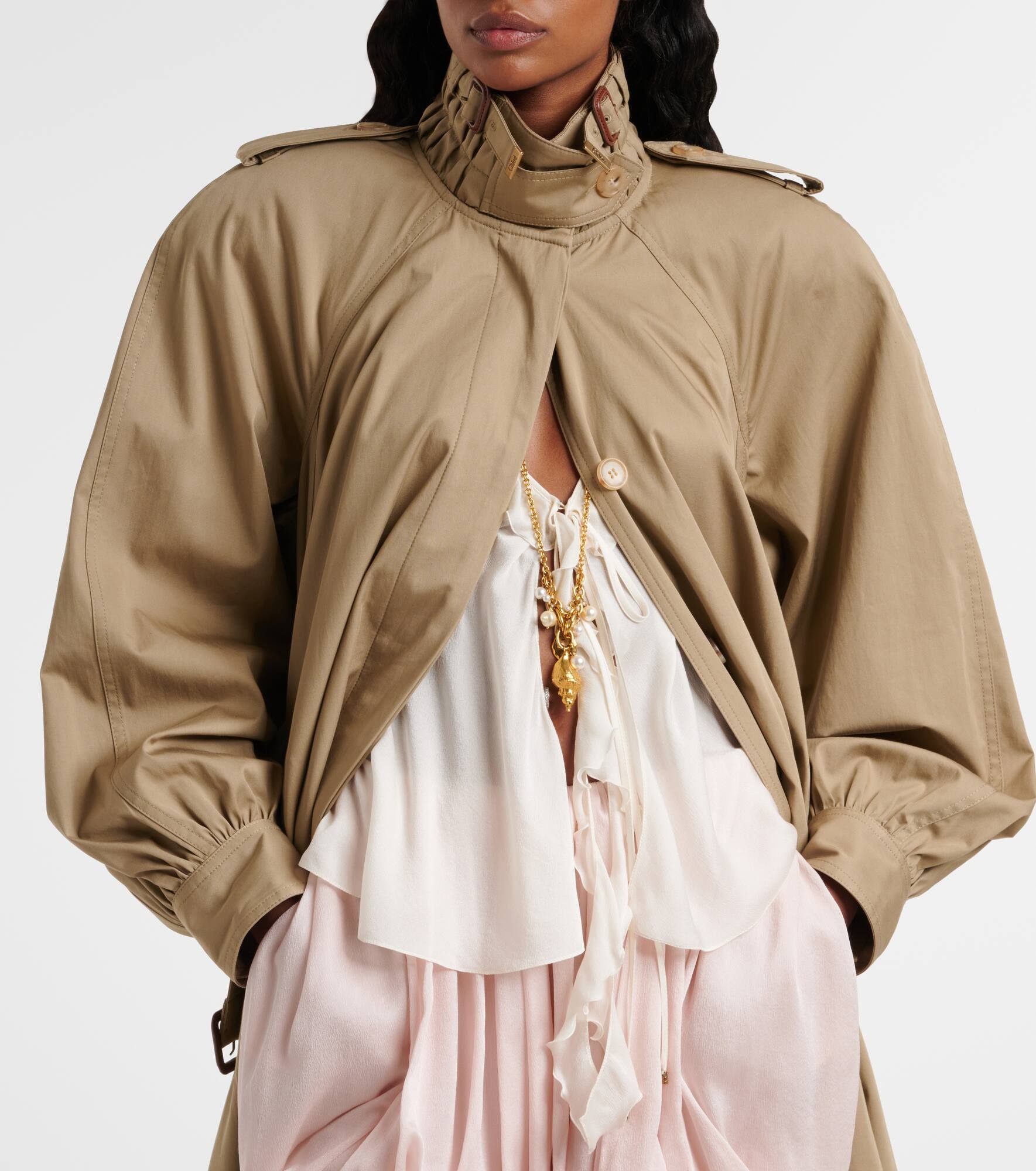Cotton gabardine trench coat - 6