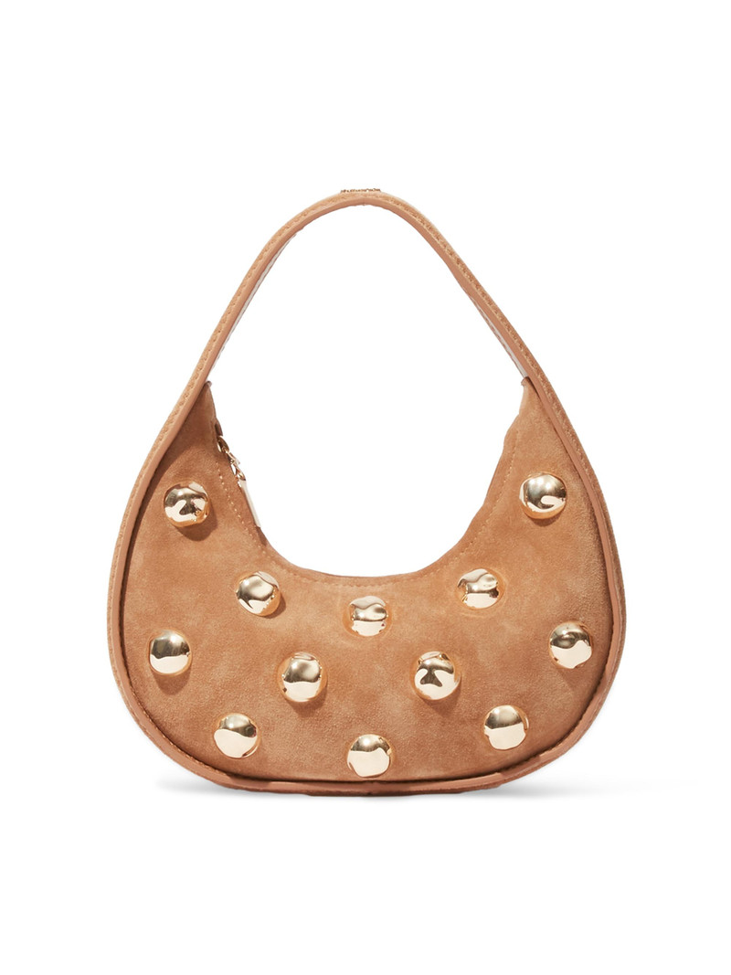 Women's Finn Studded Suede Shoulder Bag - Camel 1