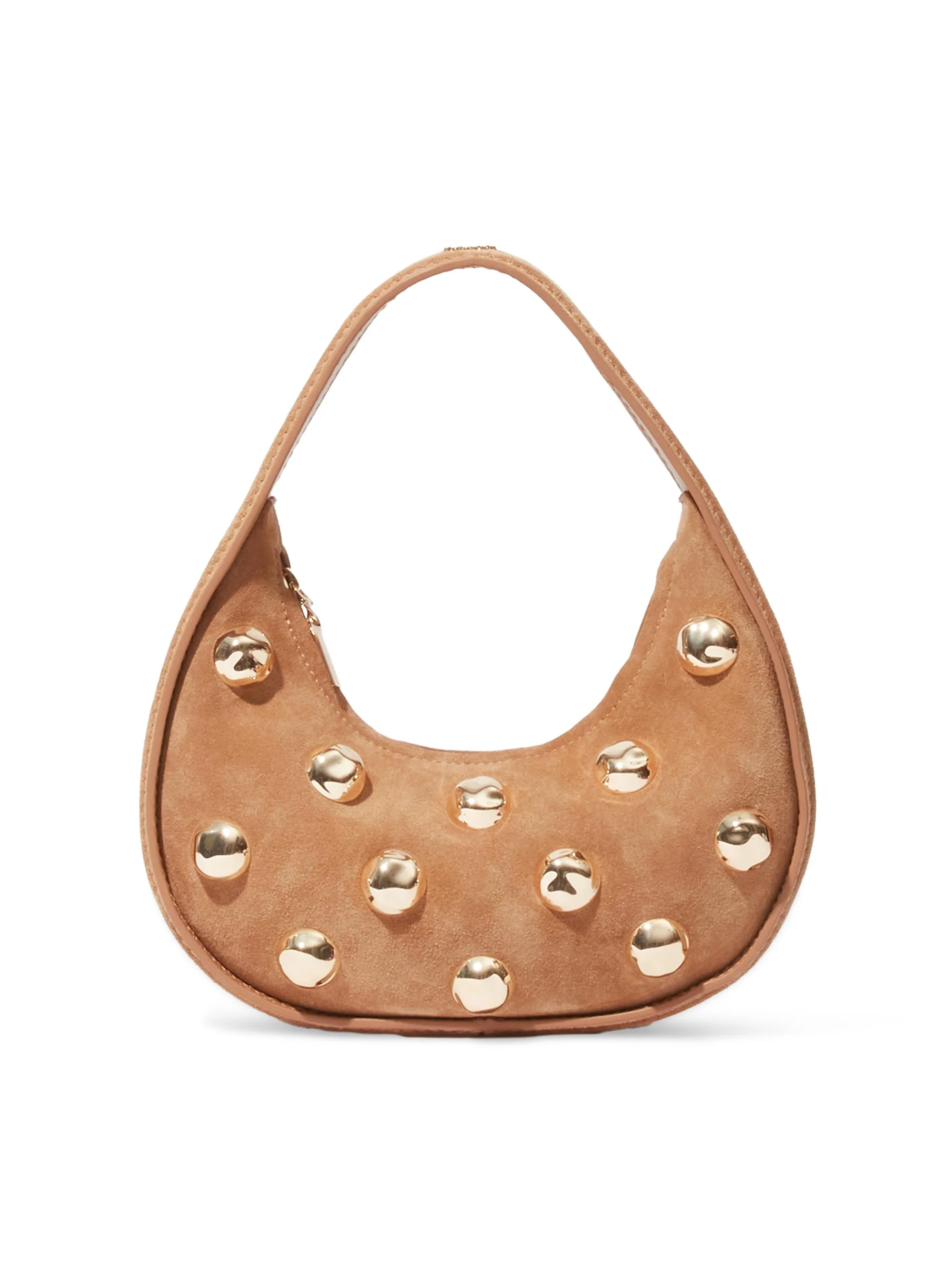 Women's Finn Studded Suede Shoulder Bag - Camel - 1