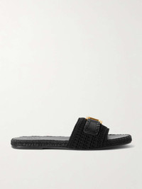 Chloé Marcie leather-trimmed crocheted slides | REVERSIBLE