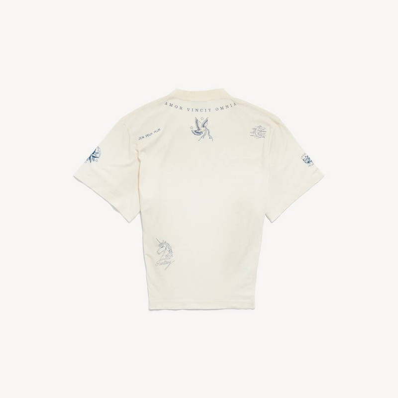 BALENCIAGA Women's Classic Ink Short Sleeve Top in Ivory outlook