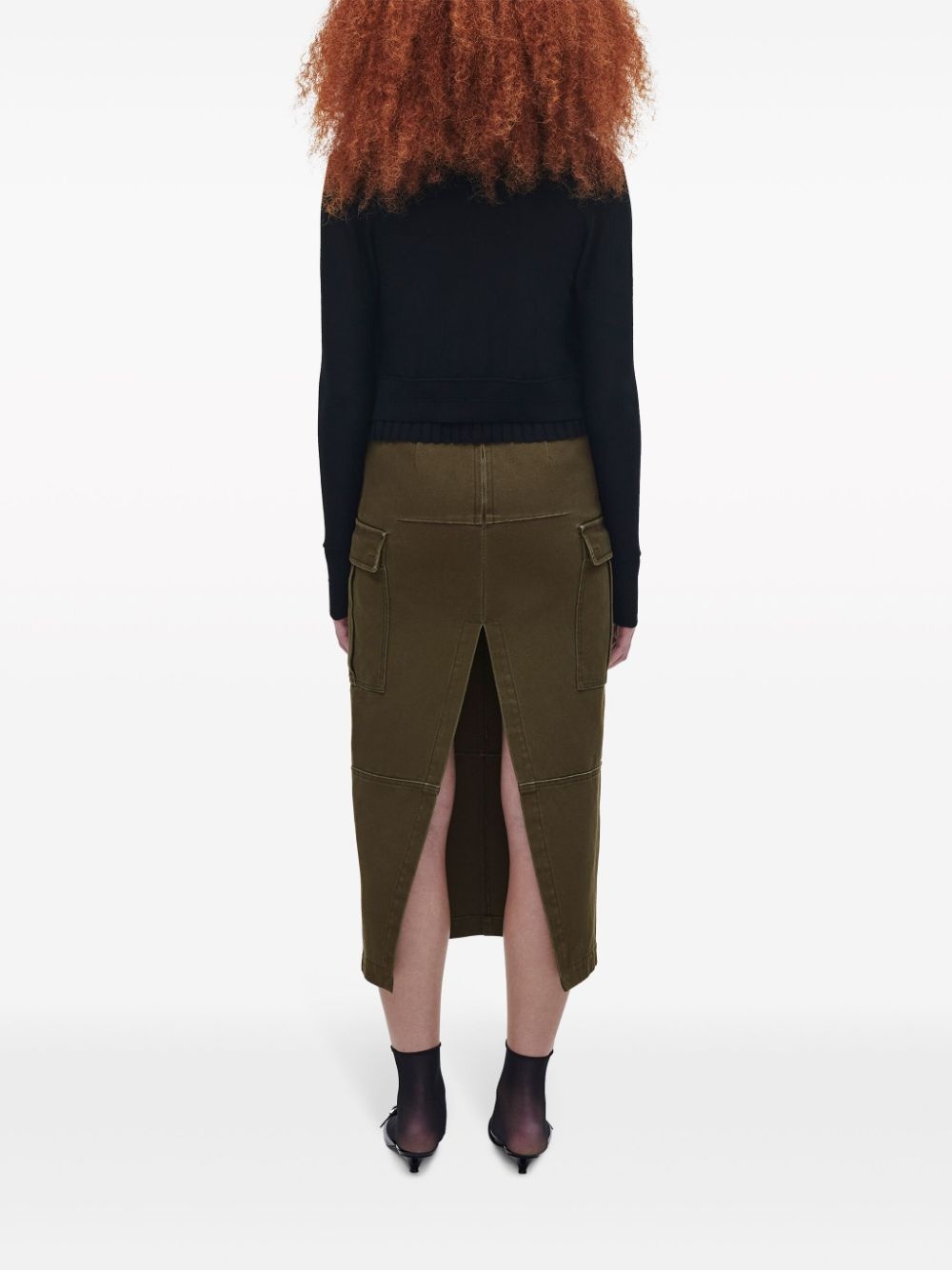 cargo-pocket canvas midi skirt - 4