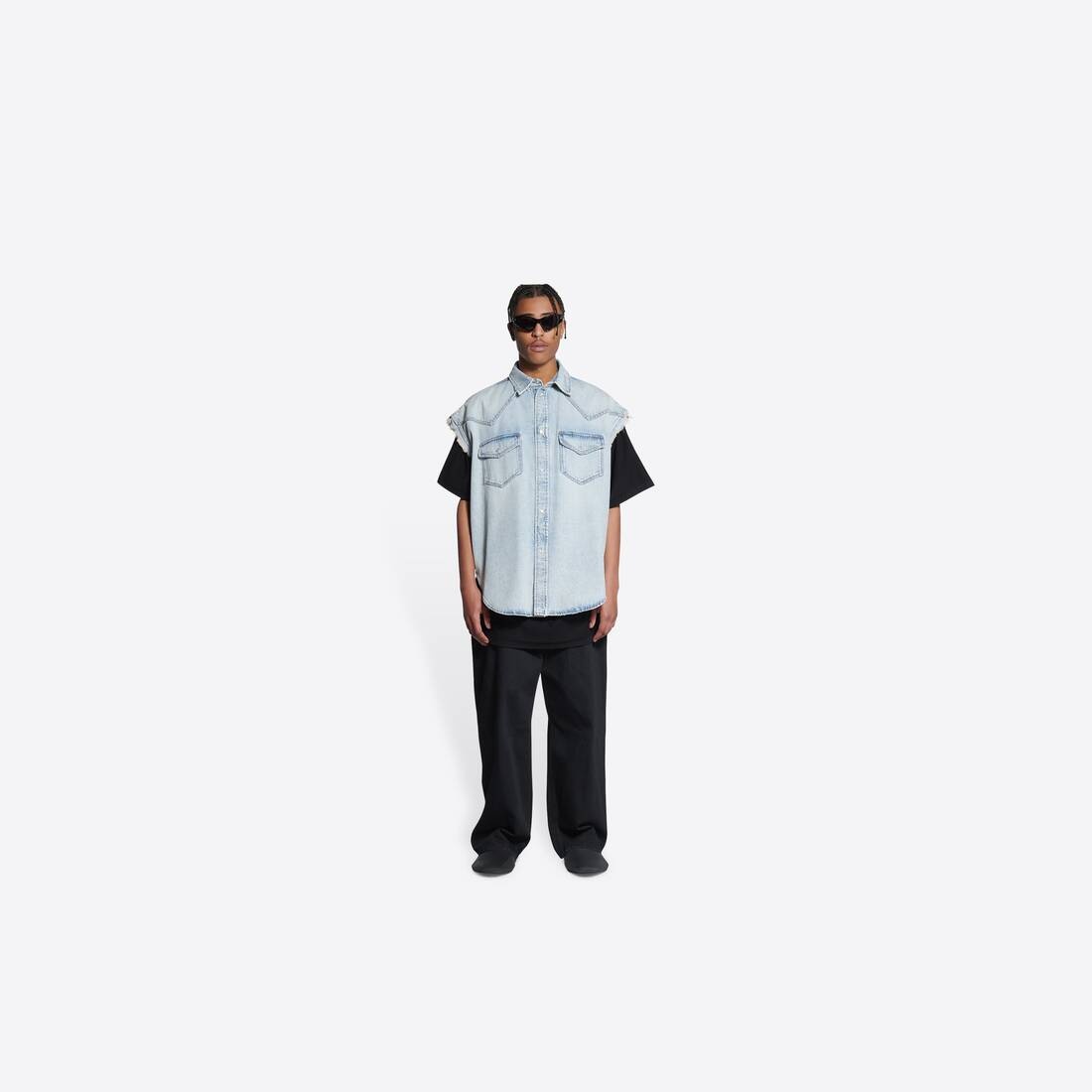 Men's Raw Cut Shirt in Blue - 7
