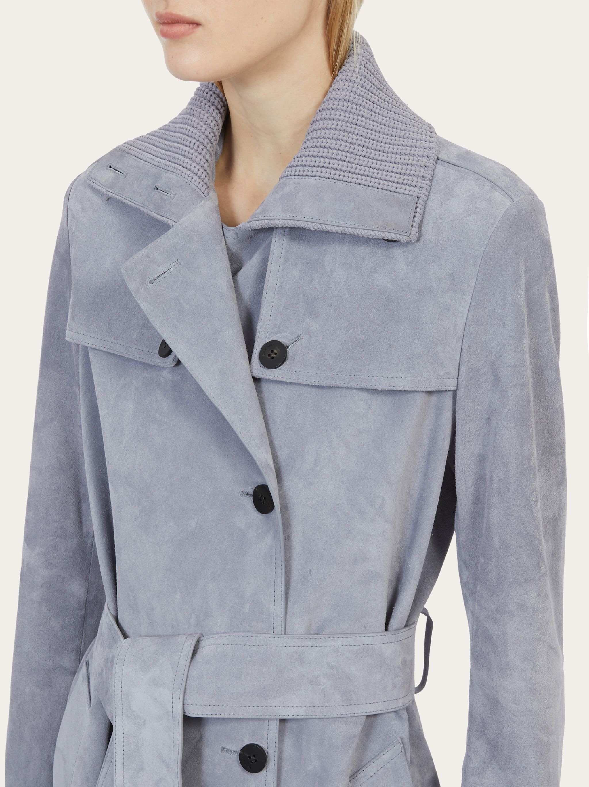 Ferragamo asymmetric linen trench coat - White