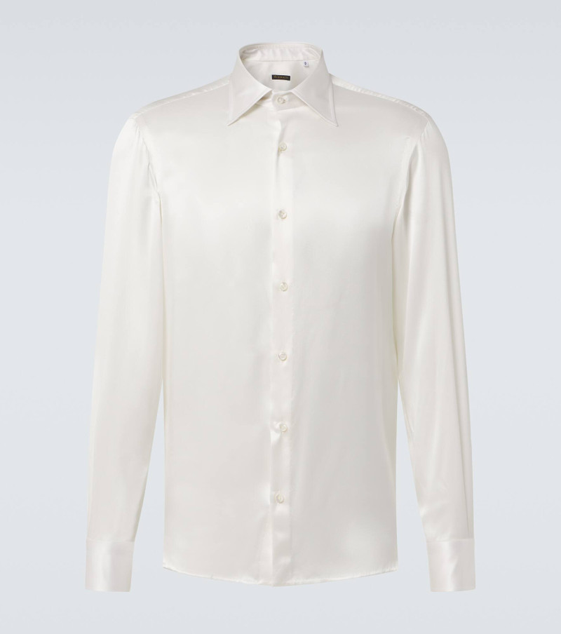 Silk satin tuxedo shirt 1