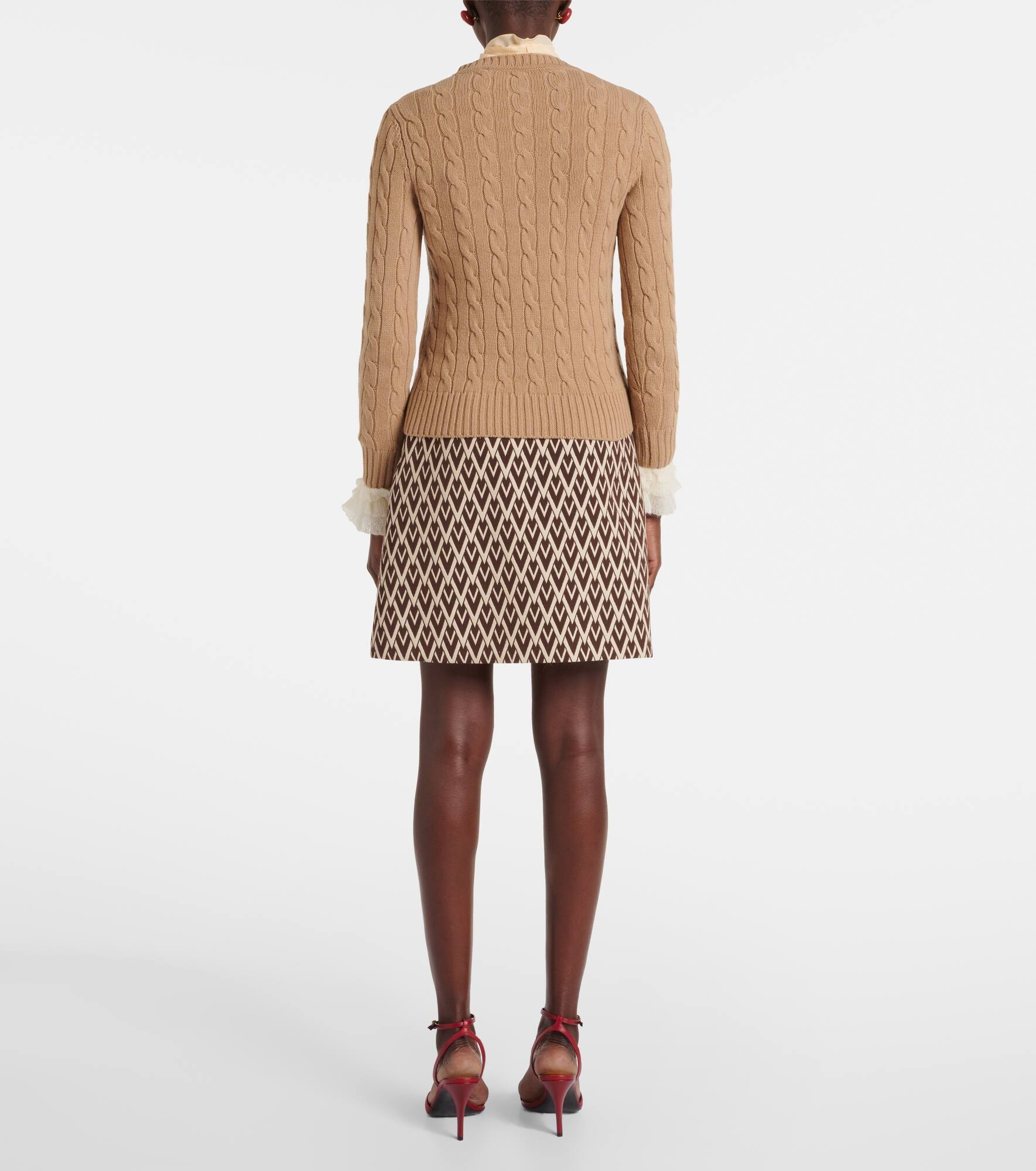 Ruffled cable-knit virgin wool sweater - 3