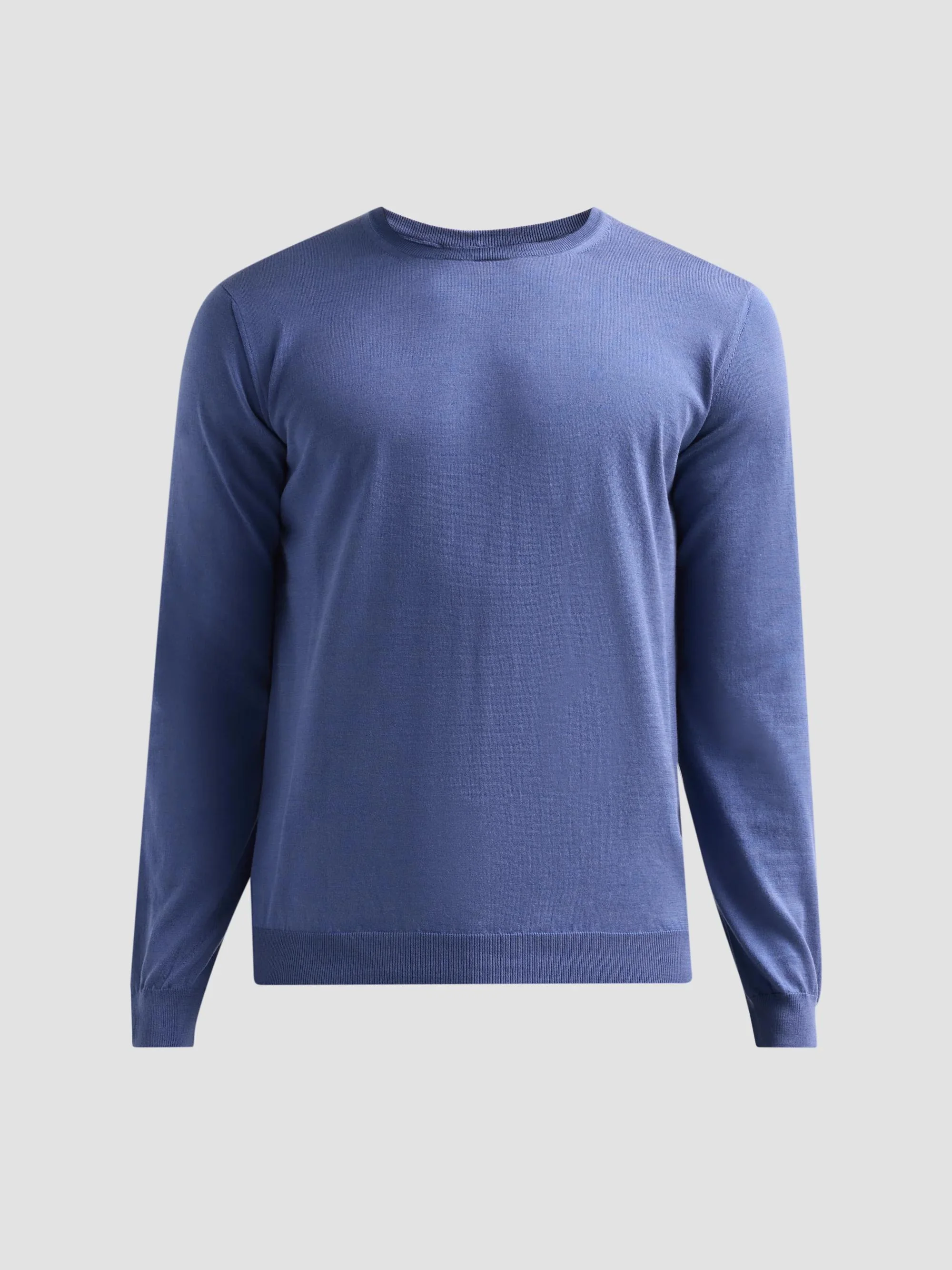 Men's Silk-Cotton Crewneck Sweater - Avio - 1