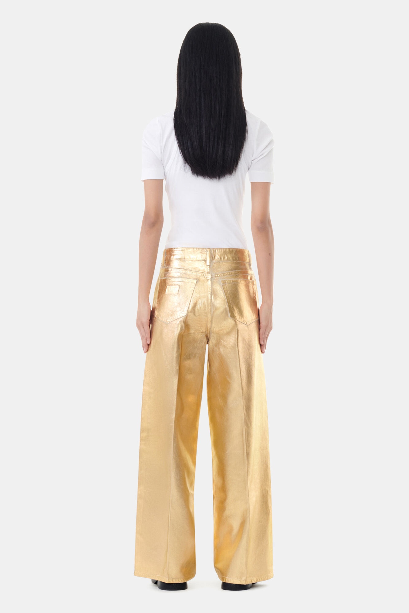GOLD FOIL WIDE JEANS - 4