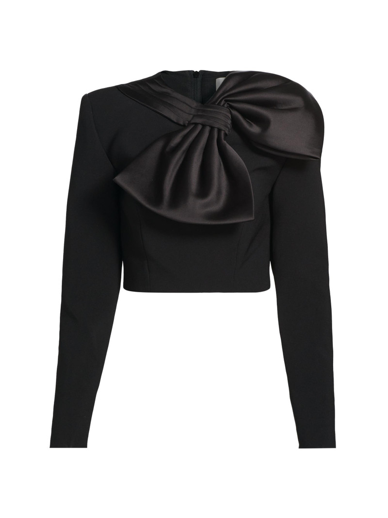 Women's Arlet Bow Long-Sleeve Crop Top - Black 1