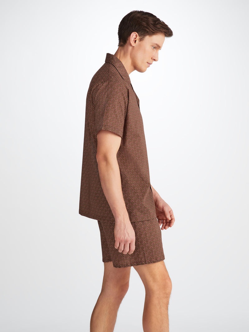 Men's Short Pajamas Ledbury 72 Cotton Batiste Burgundy - 6