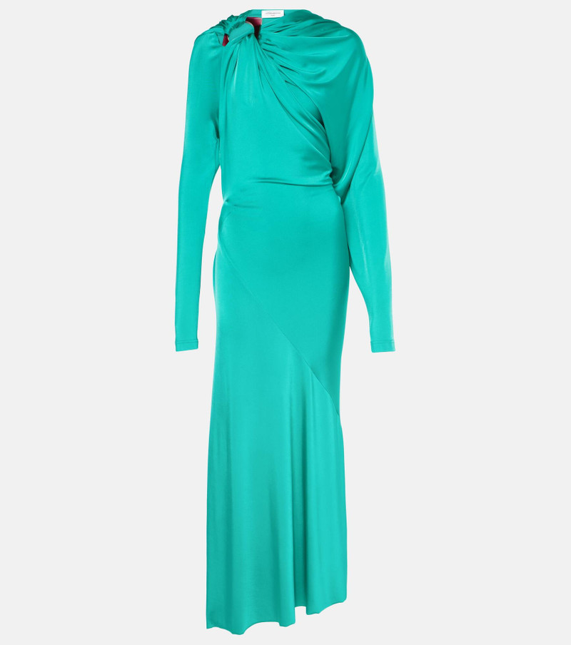 Draped asymmetric satin midi dress - 1