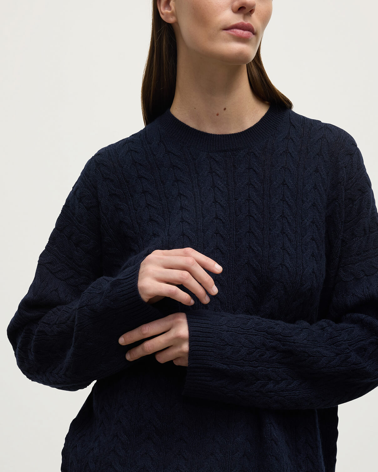 Cable Knit Navy Cashmere Jumper - 5