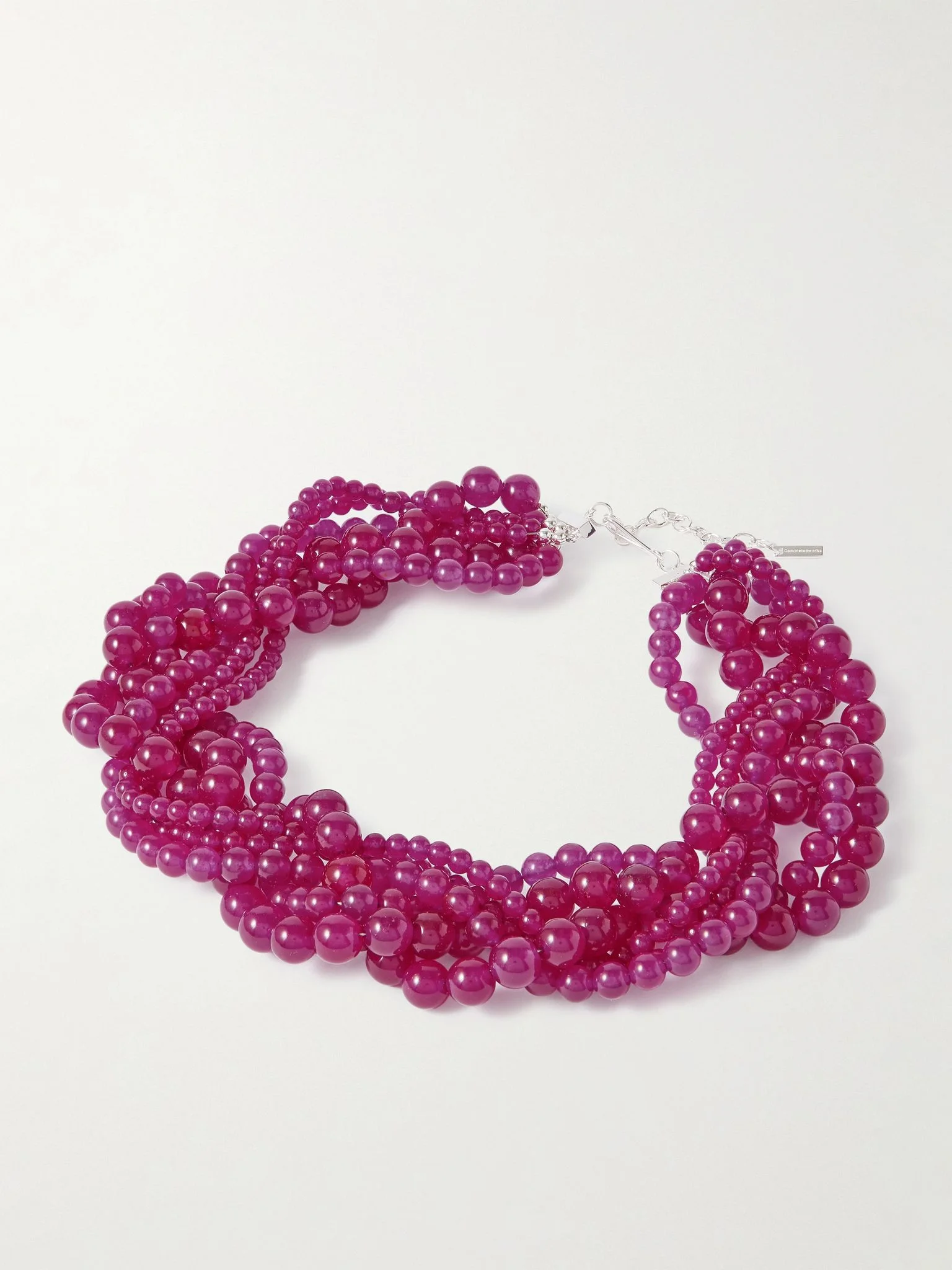 Silver-plated chalcedony necklace Pink - 1