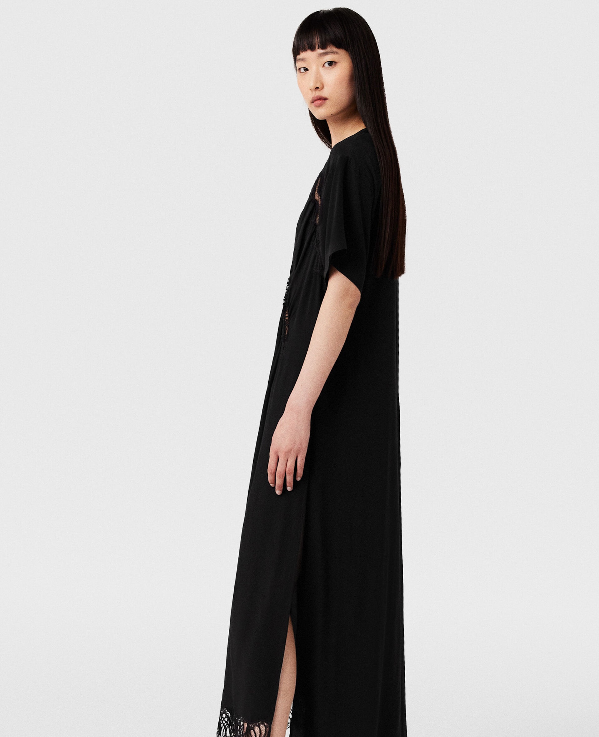 Lace Insert Short Sleeve Maxi Dress - 2