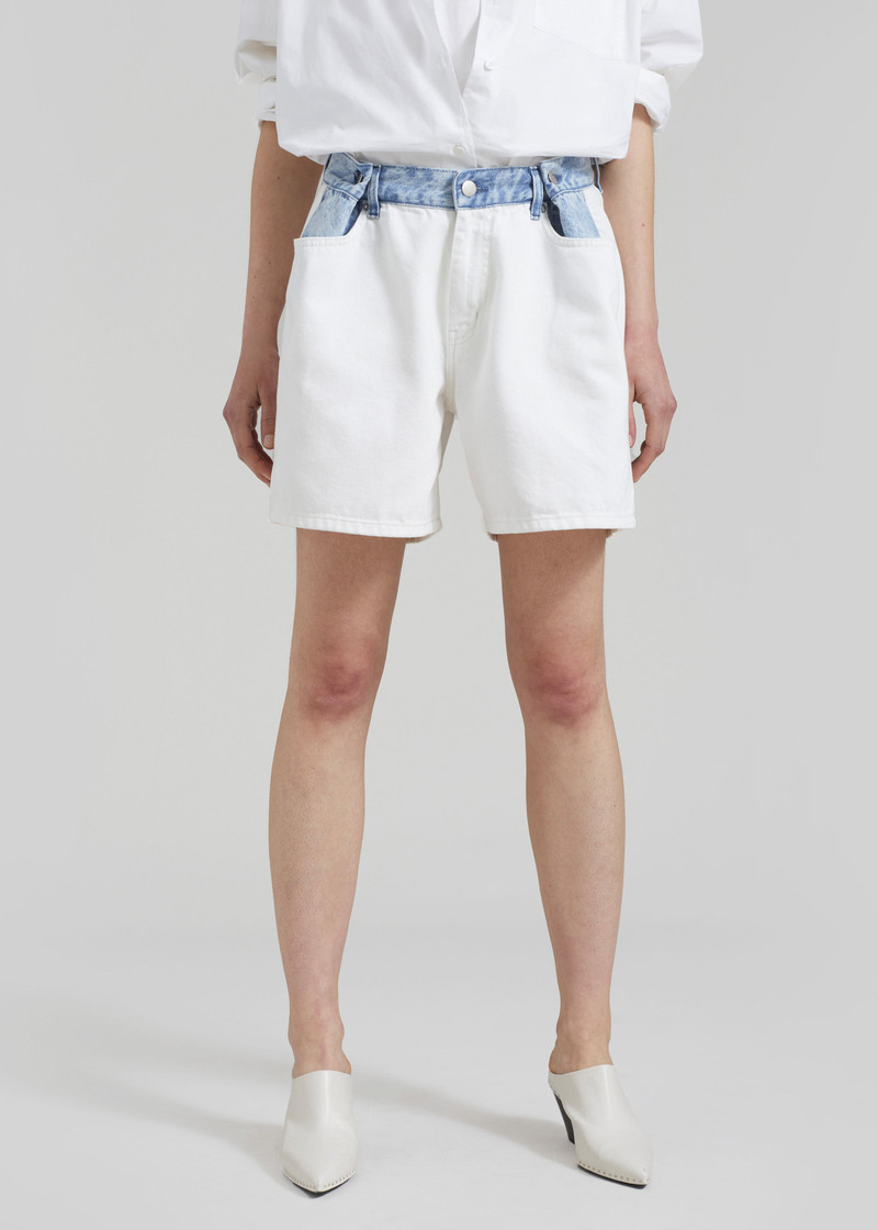 Hayla Contrast Denim Shorts - Off White/Blue 5