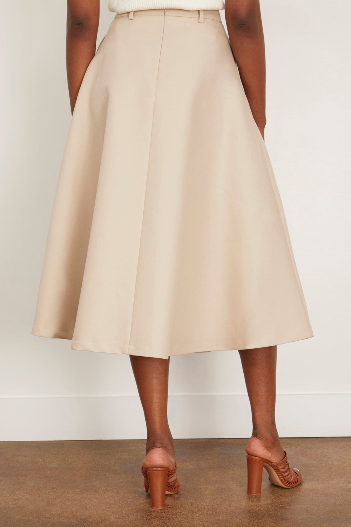 Voluminous A-Line Cotton Skirt in Sand - 4