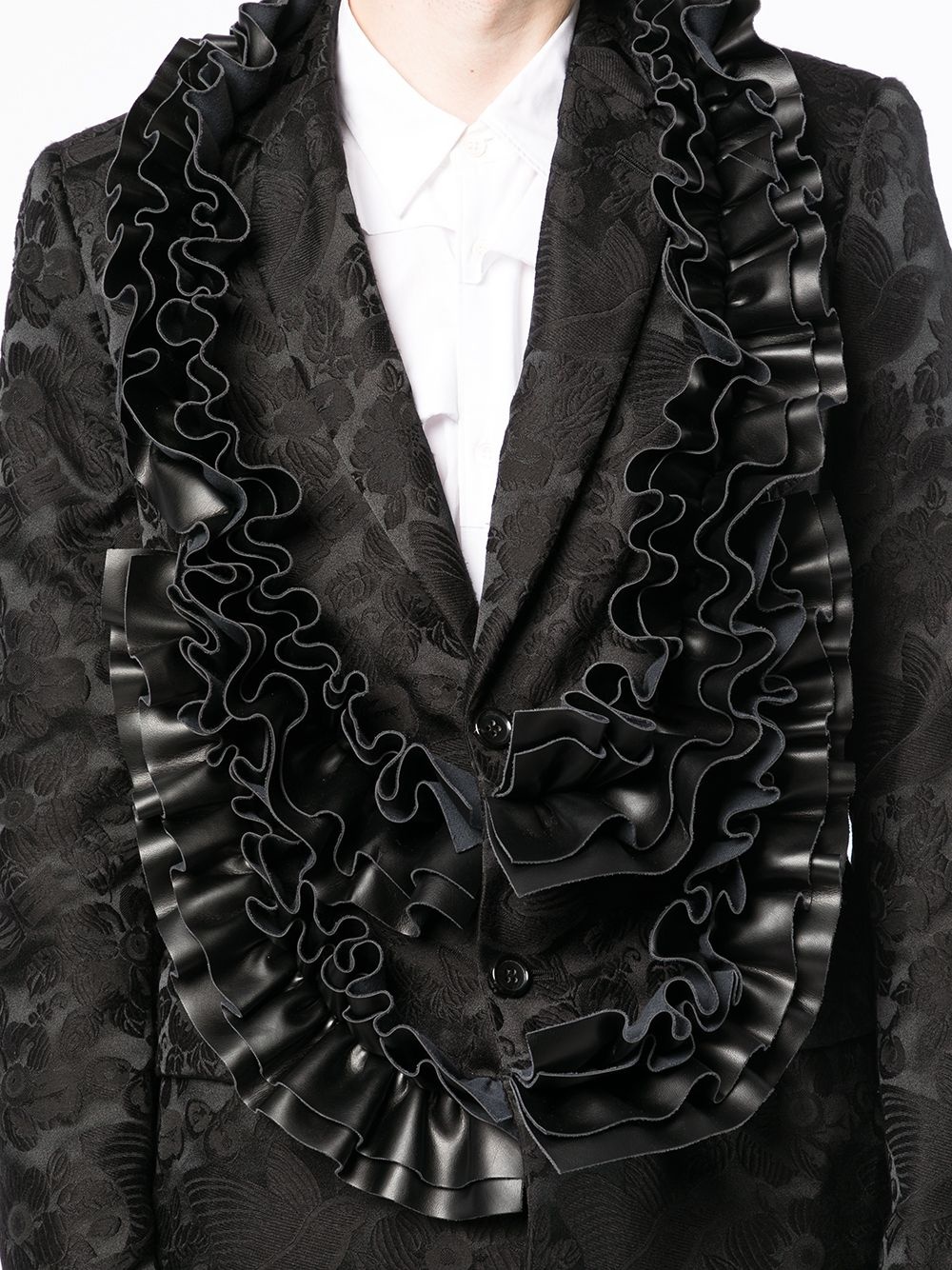 ruffle single-breasted coat - 5