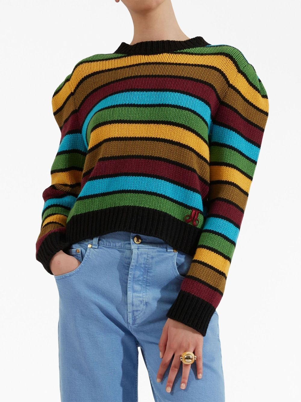 stripe-pattern knitted jumper - 2