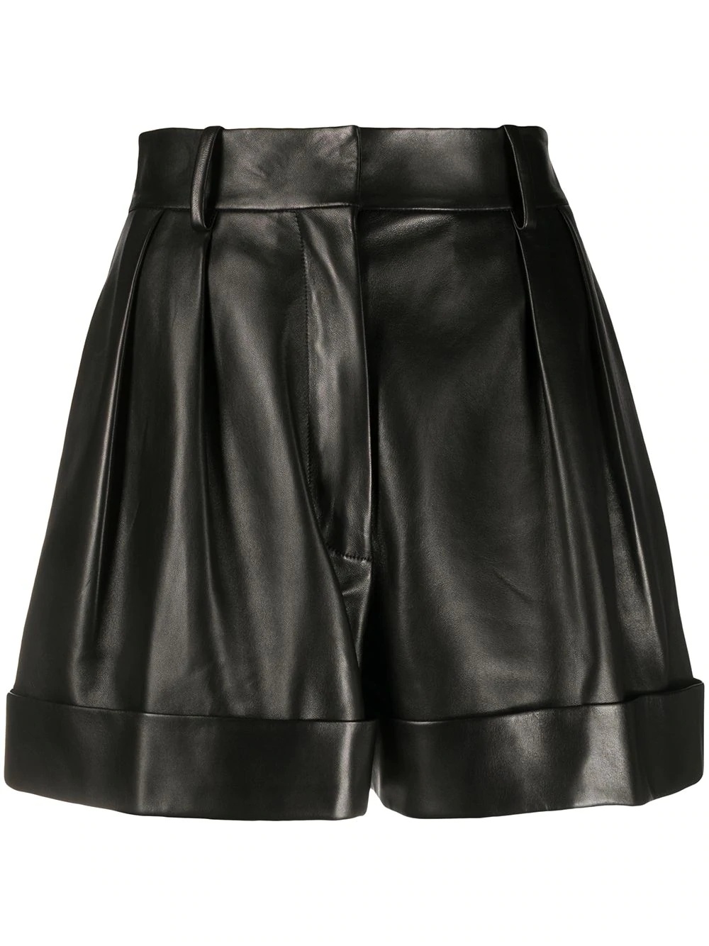 turn-up leather shorts - 1