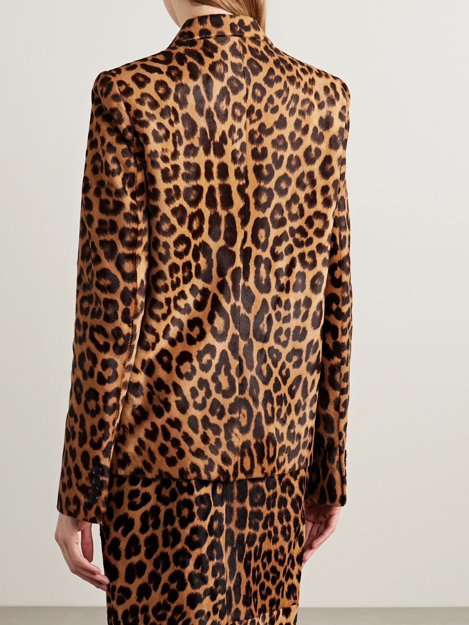 Saraphina leather-trimmed leopard-print calf hair jacket Leopard print - 3