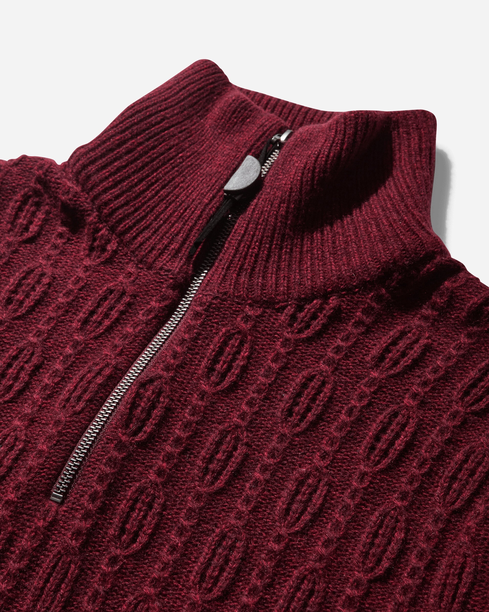 Women's Troyer Knit Sweater with Gloves Burgundy - 5