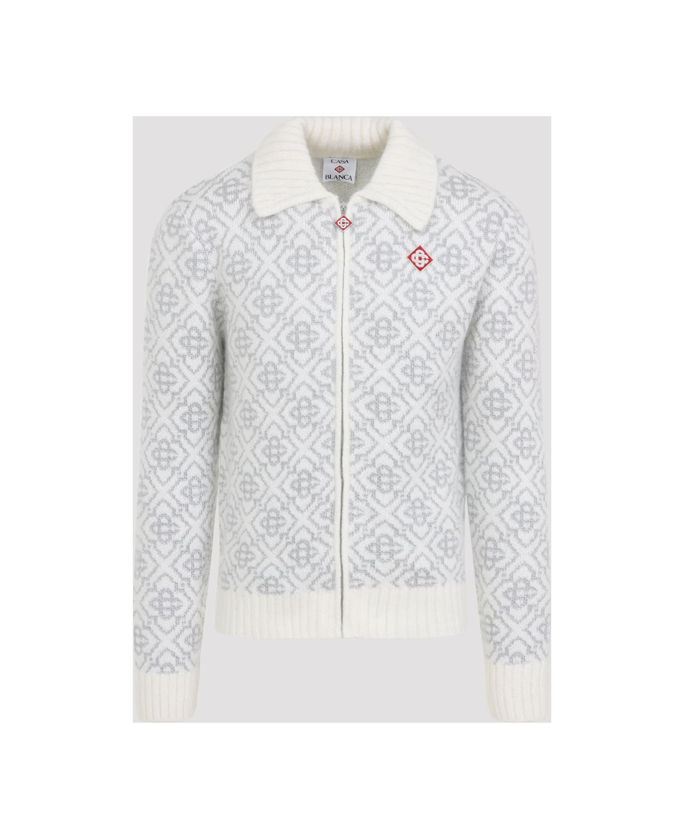 Silver Monogram Zip Up Sweatshirt - 3