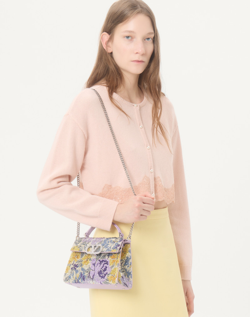 VALENTINO GARAVANI VSLING MINI HANDBAG WITH FLOWERISM RHINESTONE MOTIF AND JEWEL LOGO 7