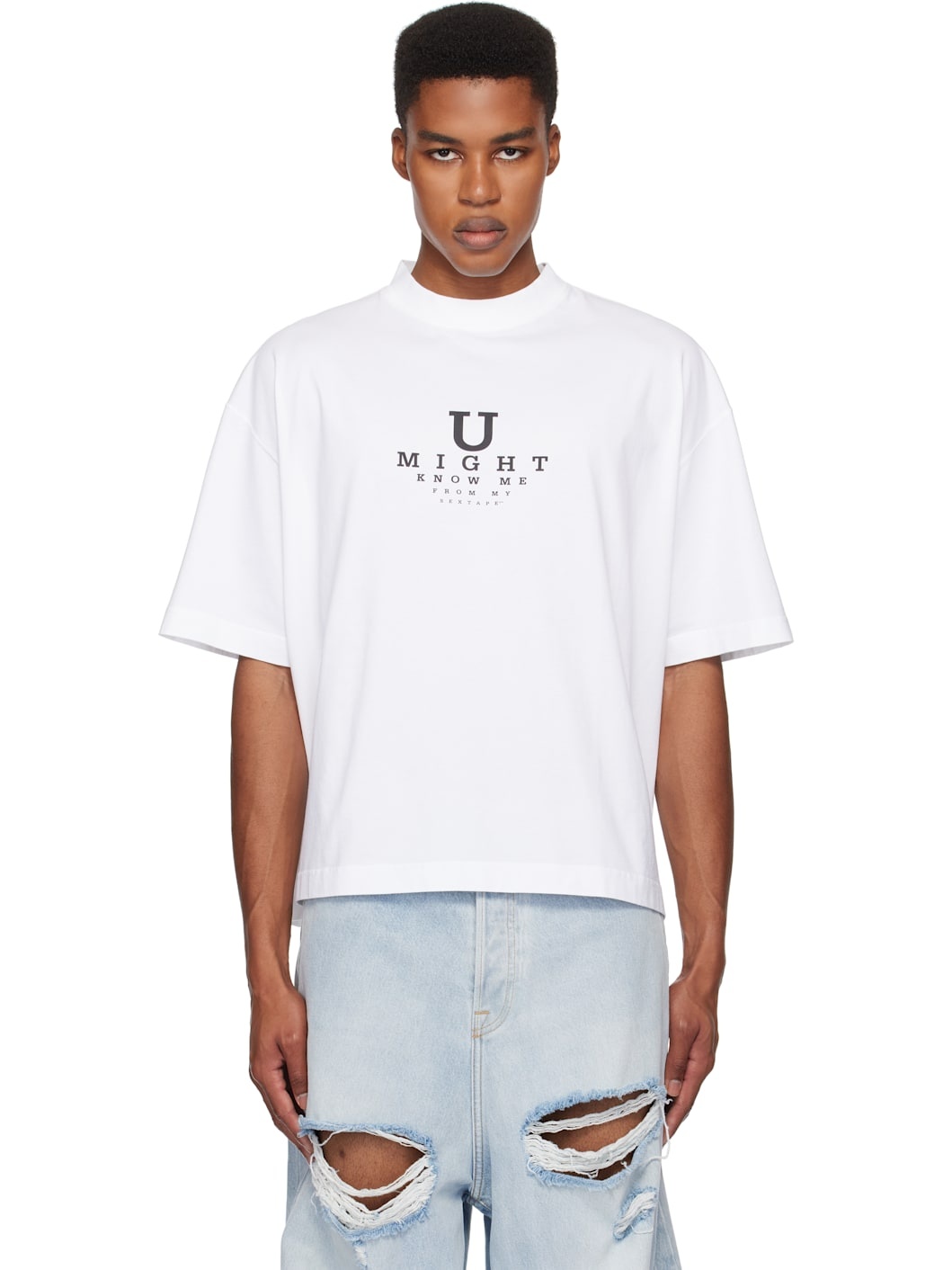 VETEMENTS U Might Know Me クロップド コットン Tシャツ 人気 VETEMENTS U Might Know Me クロップド コットン Tシャツ 人気