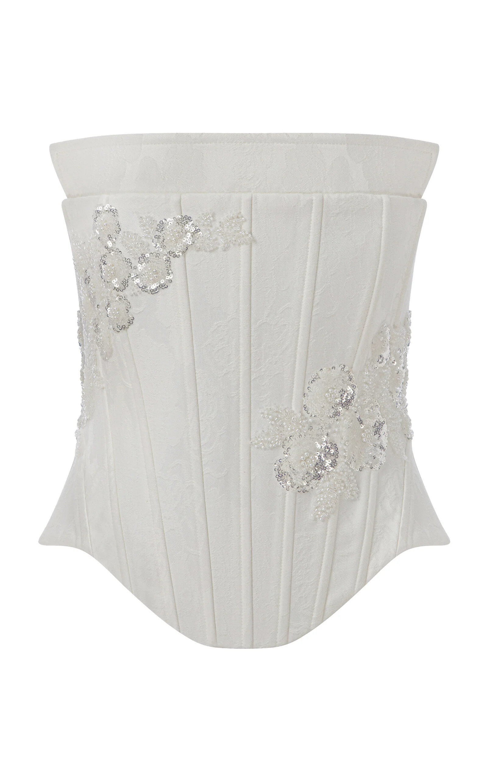 Glynn Jacquard Lace-Up Corset With Hand-Crafted Appliqué Detailing white - 1