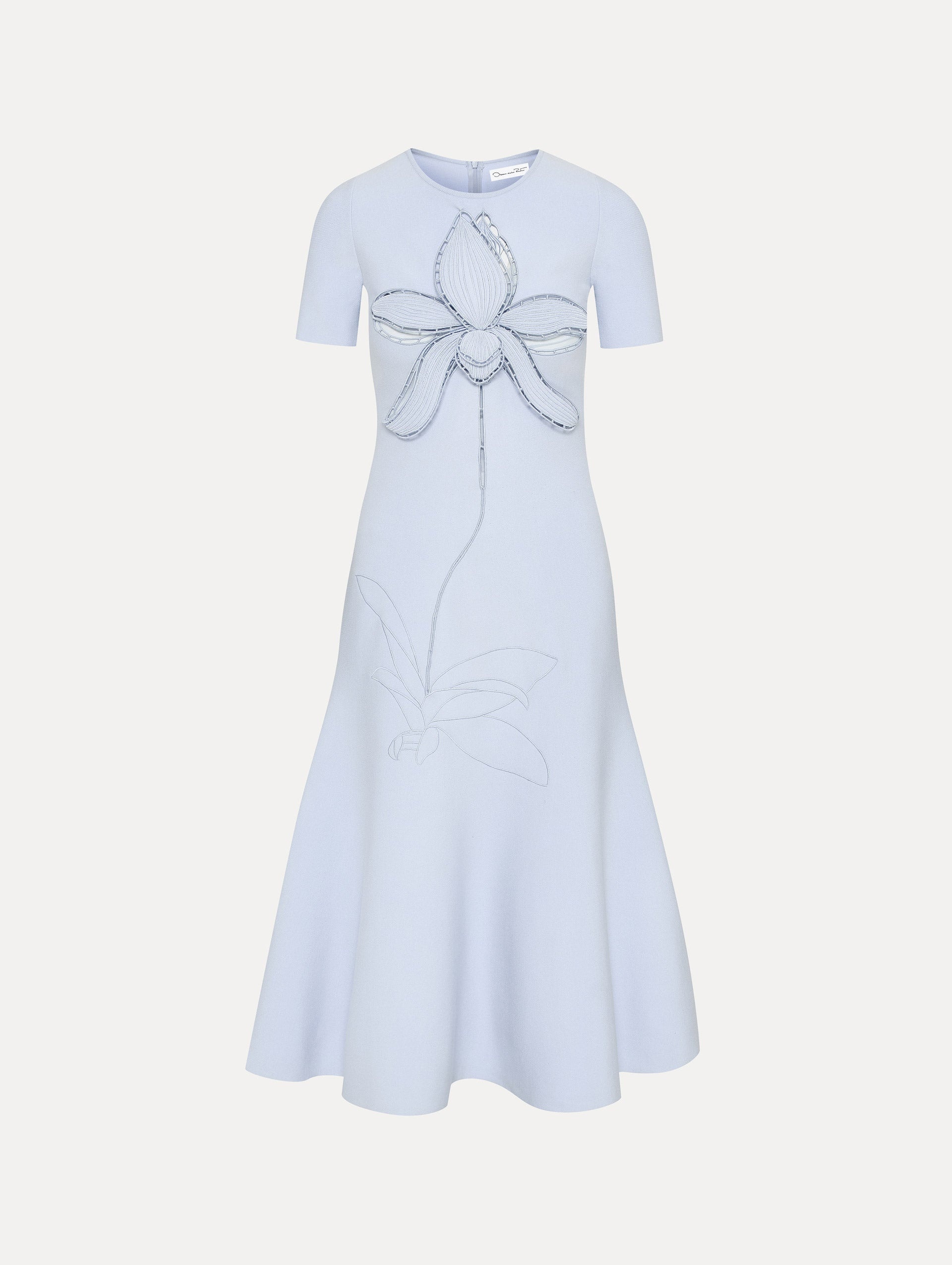 ORCHID EMBROIDERED JACQUARD MIDI DRESS - 1