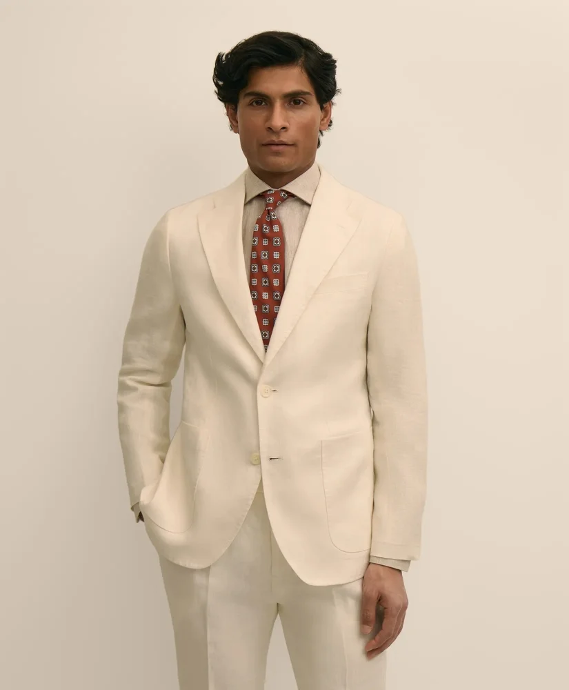 Slim Fit Linen Suit Jacket - 1