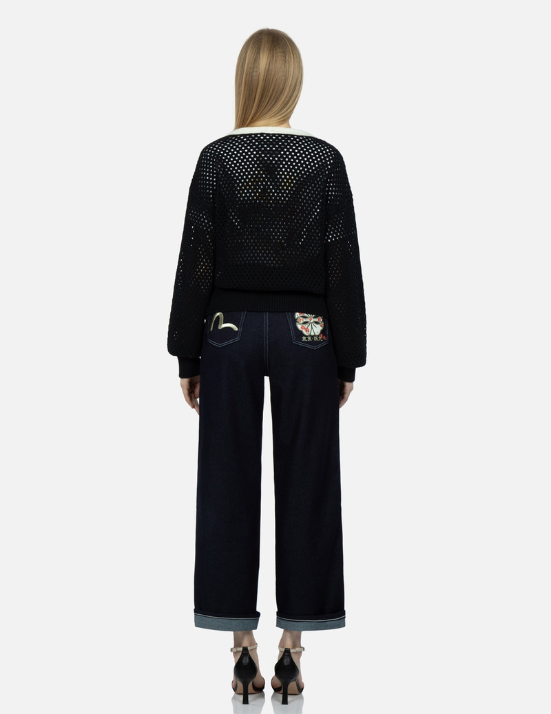 EVISU SEAGULL EMBROIDERY OPEN-KNITTED CARDIGAN outlook