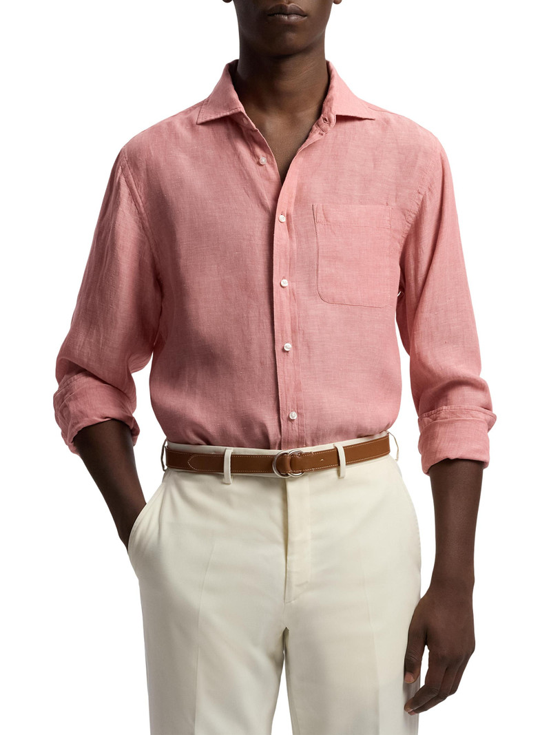 Men's Linen Chambray Shirt - Raspberry 3